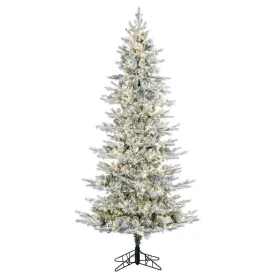 12' x 70"" Flocked Slim Kiana Artificial Xmas Tree 3mm LED Color Changing Lights