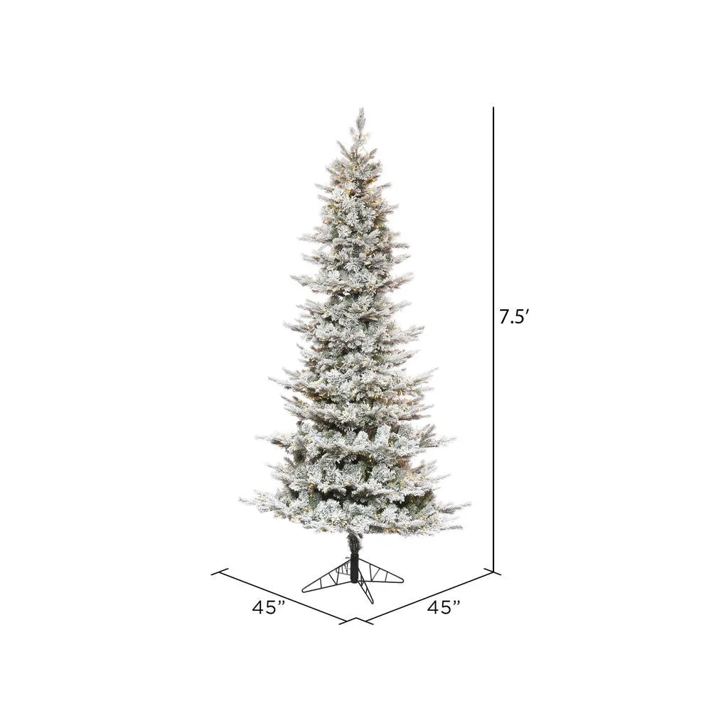 12' x 70"" Flocked Slim Kiana Artificial Xmas Tree 3mm LED Color Changing Lights