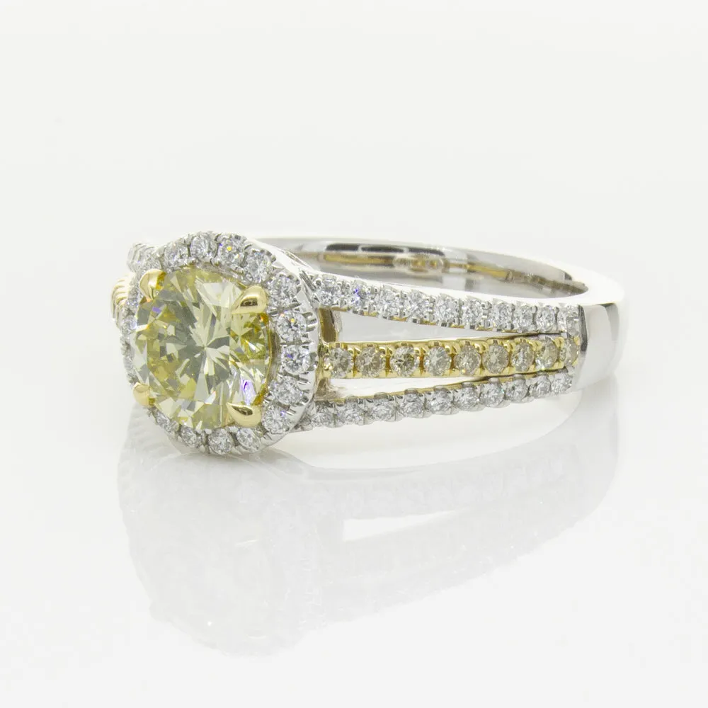 18ct White Gold 1.01ct Fancy Yellow Diamond Ring