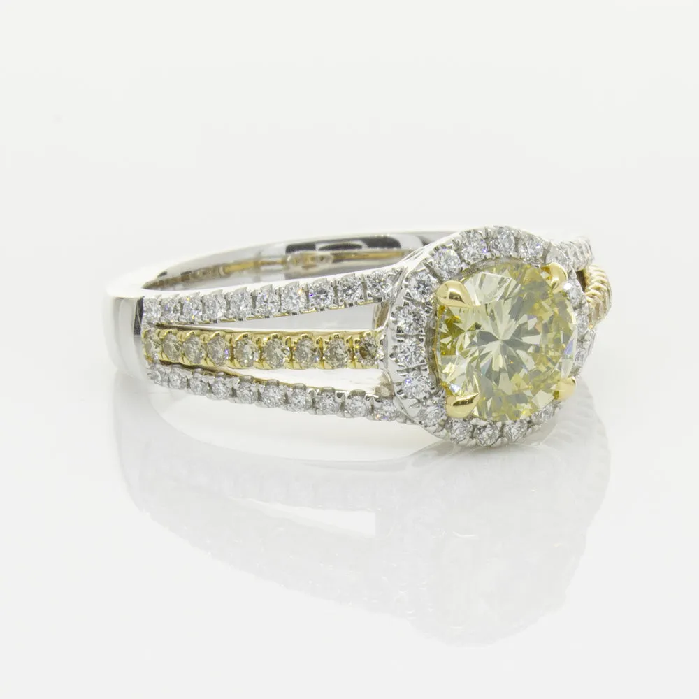 18ct White Gold 1.01ct Fancy Yellow Diamond Ring