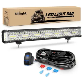 20 Inch 420W Side Shooter Quadruple Row Spot Flood LED Light Bar | 16AWG Wire 5Pin Switch