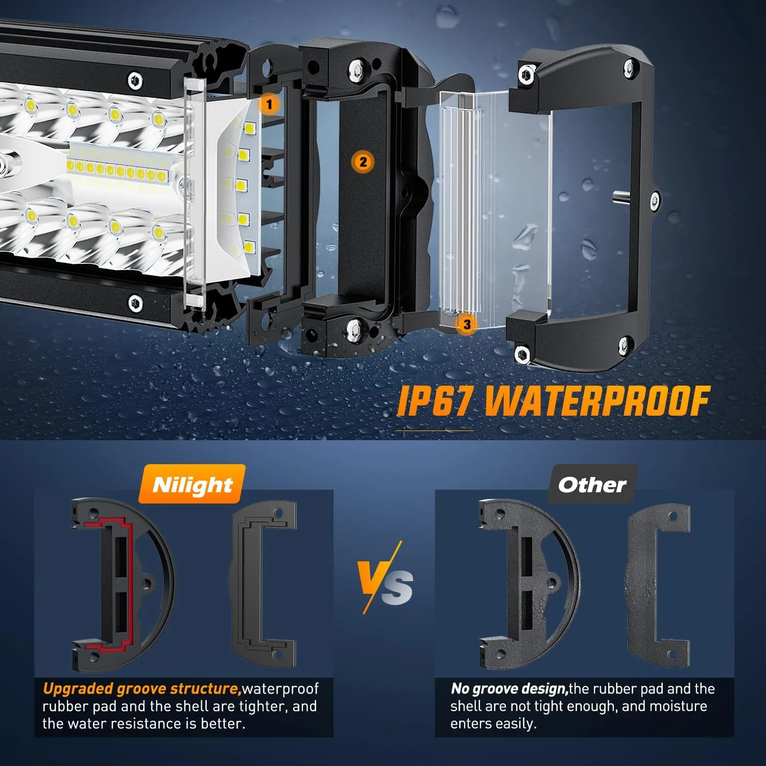 20 Inch 420W Side Shooter Quadruple Row Spot Flood LED Light Bar | 16AWG Wire 5Pin Switch