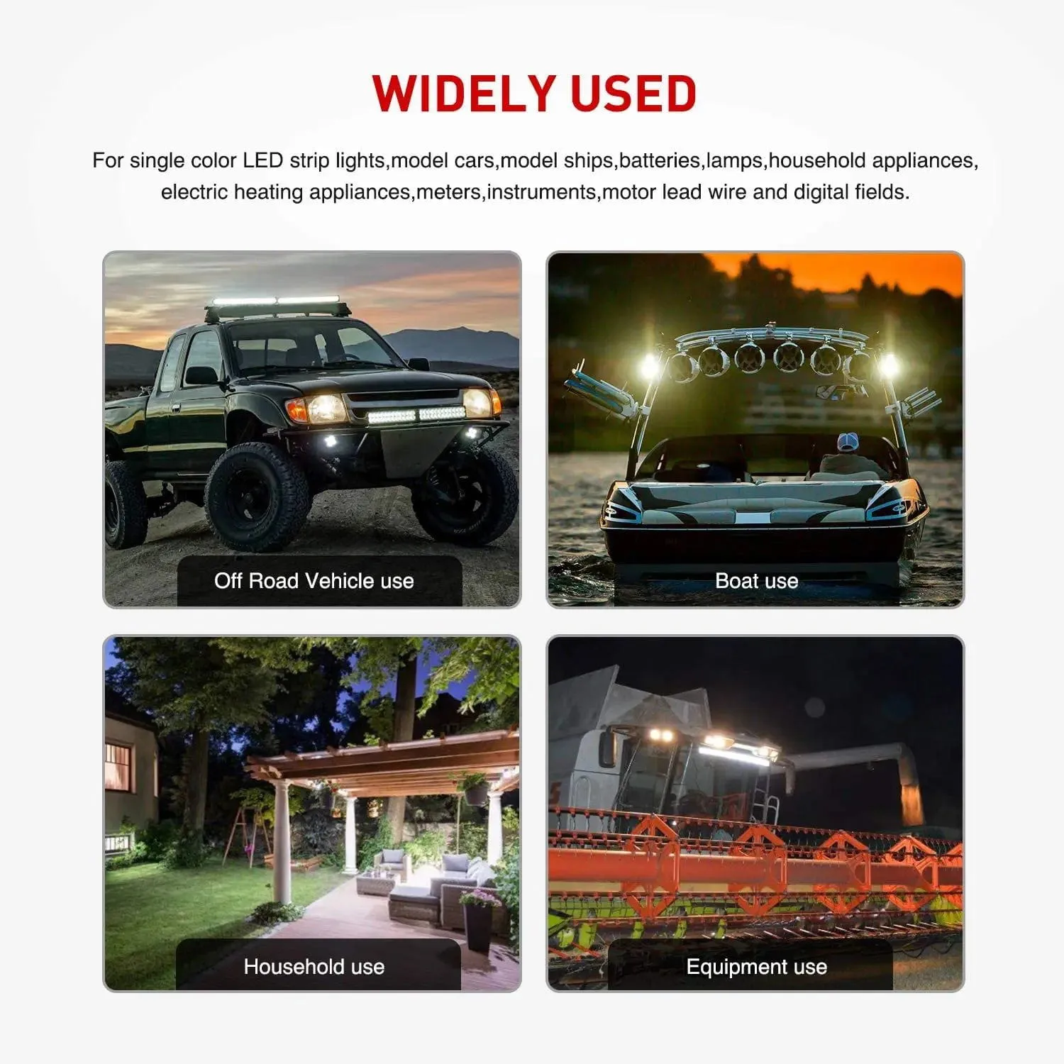 2PCS 16AWG 3FT Wire Extension Kit 1 lead to 2 leads For LED Light Bar/Led Pods/LED Work Light