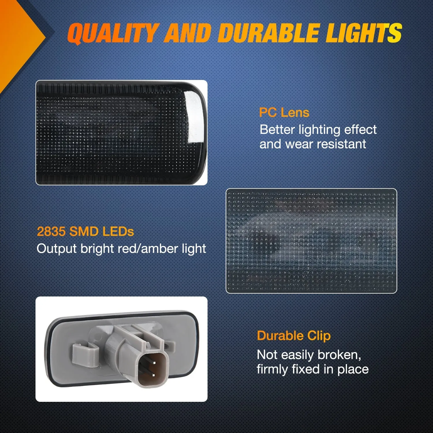 4 PCS 3 LED Red Amber Wheel Fender Side Marker Lights Smoked Lens Compatible With 2010-2018 Dodge Ram 2500 3500 Super Duty