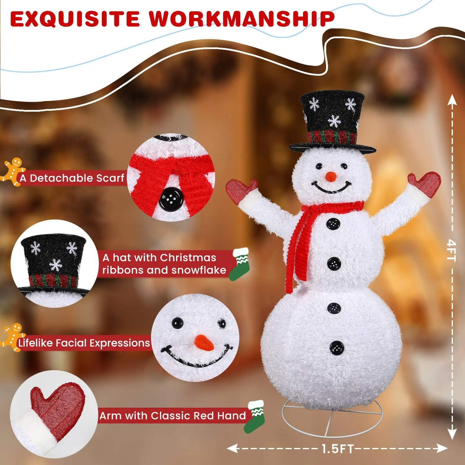 4FT Plush Snowman Christmas Decoration