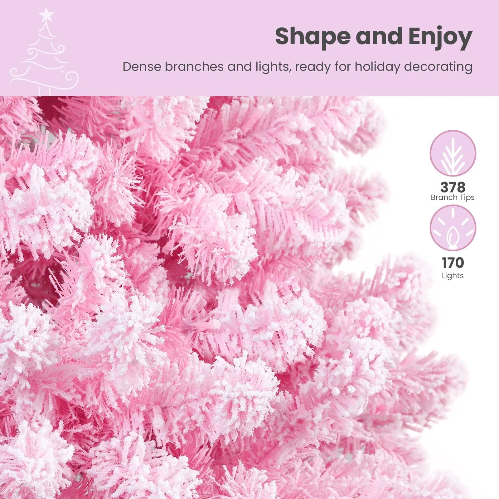 4ft Prelit Multi-Color RGB Lights Snow Flocked Artificial Holiday Christmas Tree with Remote