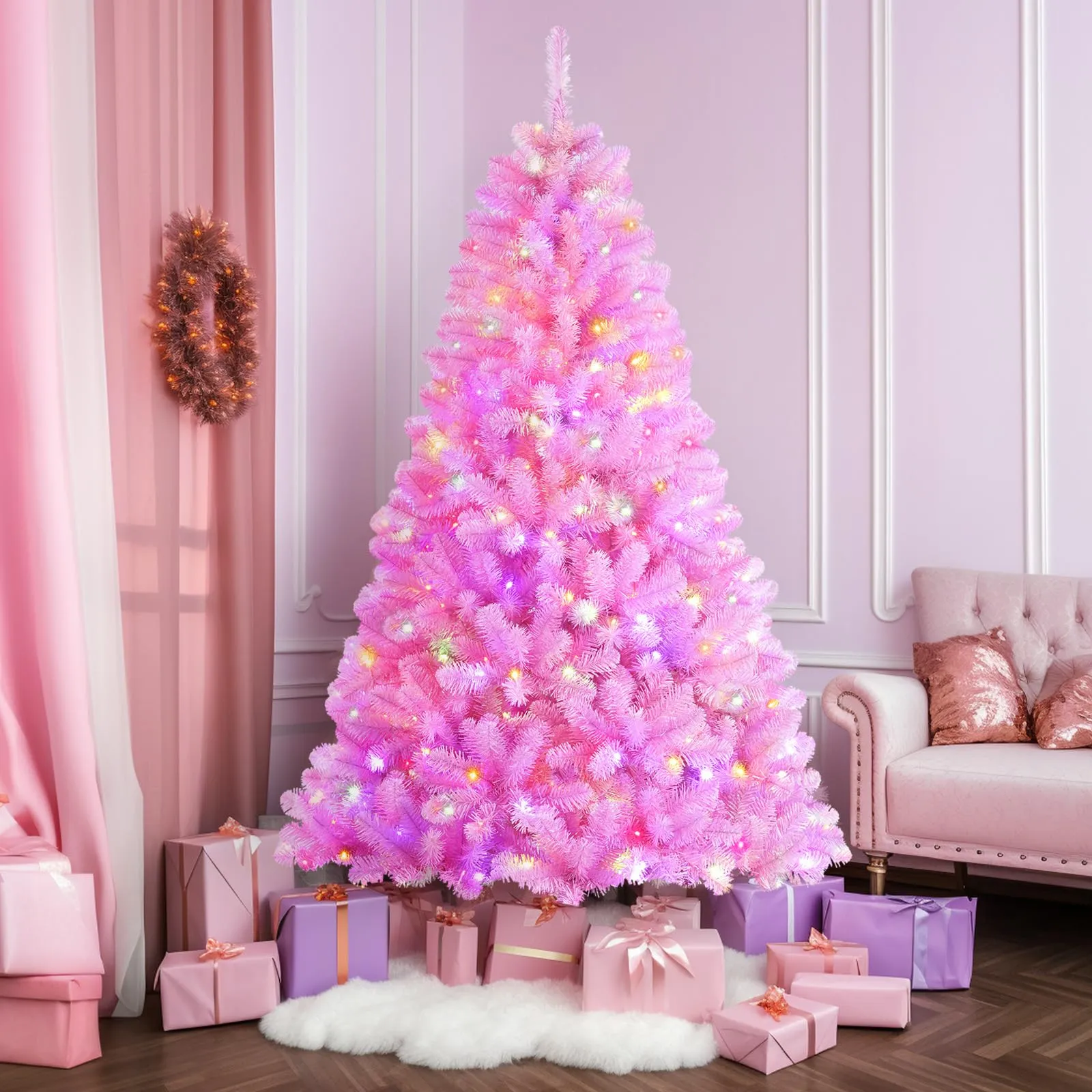 4ft Prelit Warm White & Color LED Changing Lights Premium Artificial Hinged Christmas Tree with Remote