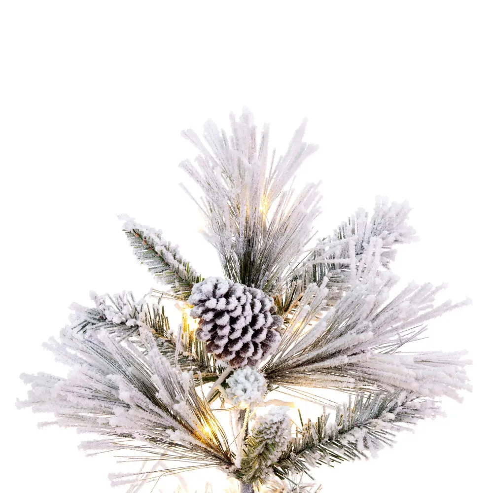 5.5' x 36" Flocked Atka Pine Artificial Xmas Tree 3mm LED Color Changing Lights