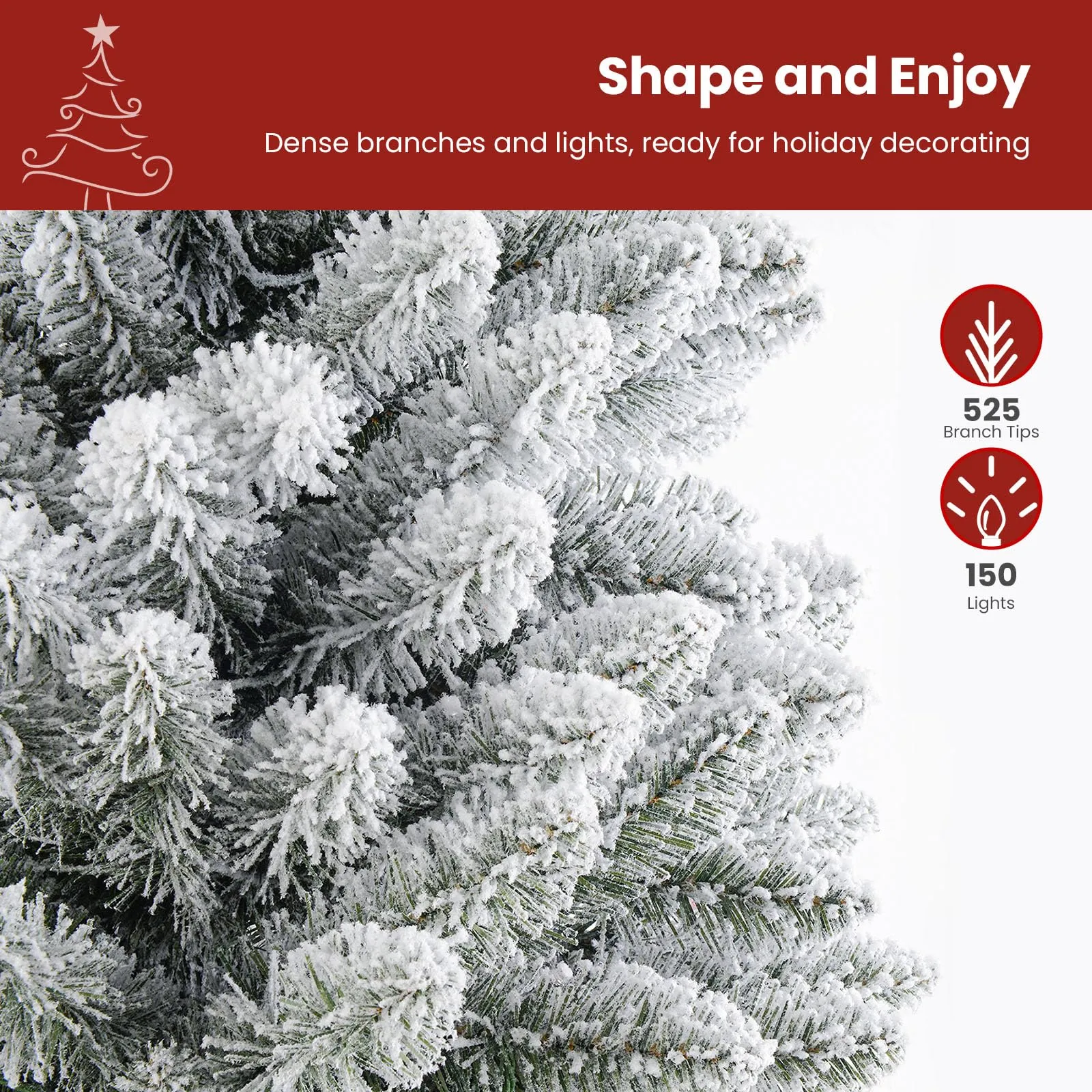 5ft Prelit Warm White Lights Snow Flocked Artificial Holiday Christmas Tree