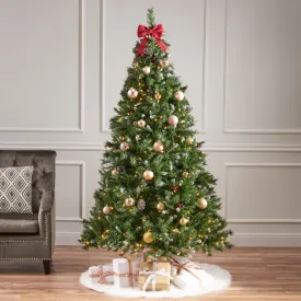 7-foot Mixed Spruce Pre-Lit Clear LED Hinged Artificial Christmas Tree with Frosted Branches - NH941113