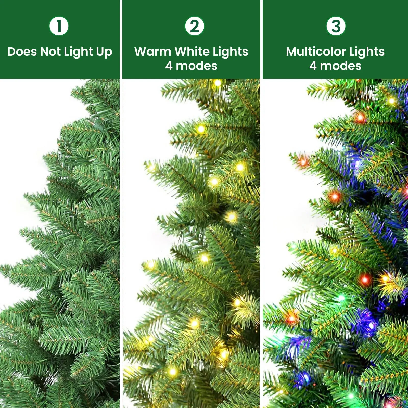 7ft Prelit Warm White & Color LED Changing Lights Premium Artificial Hinged Christmas Tree with Remote Control