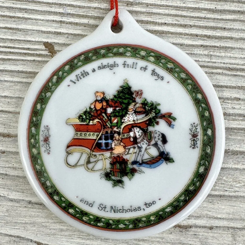 8 International China Ornaments “A Christmas Story” Porcelain 1996 Illustrated by Susan Winget w/Box /cb
