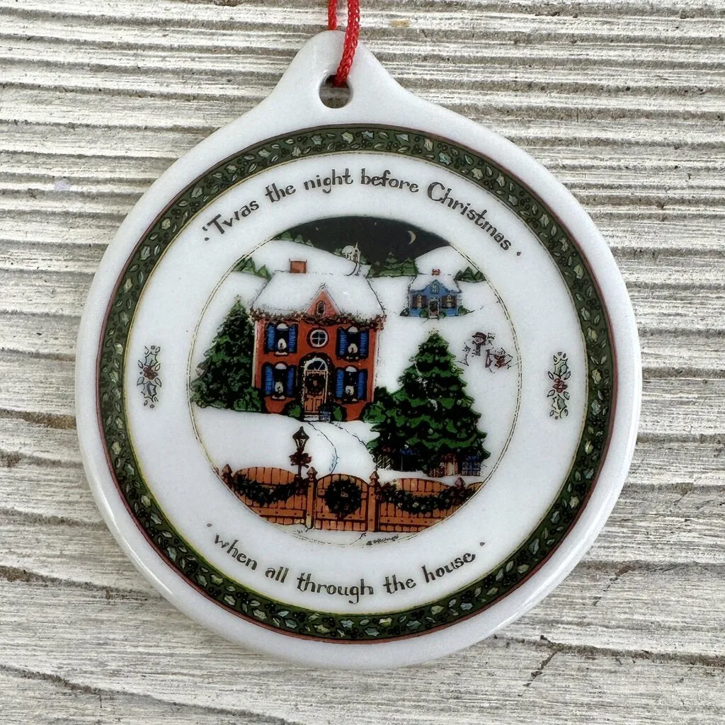 8 International China Ornaments “A Christmas Story” Porcelain 1996 Illustrated by Susan Winget w/Box /cb