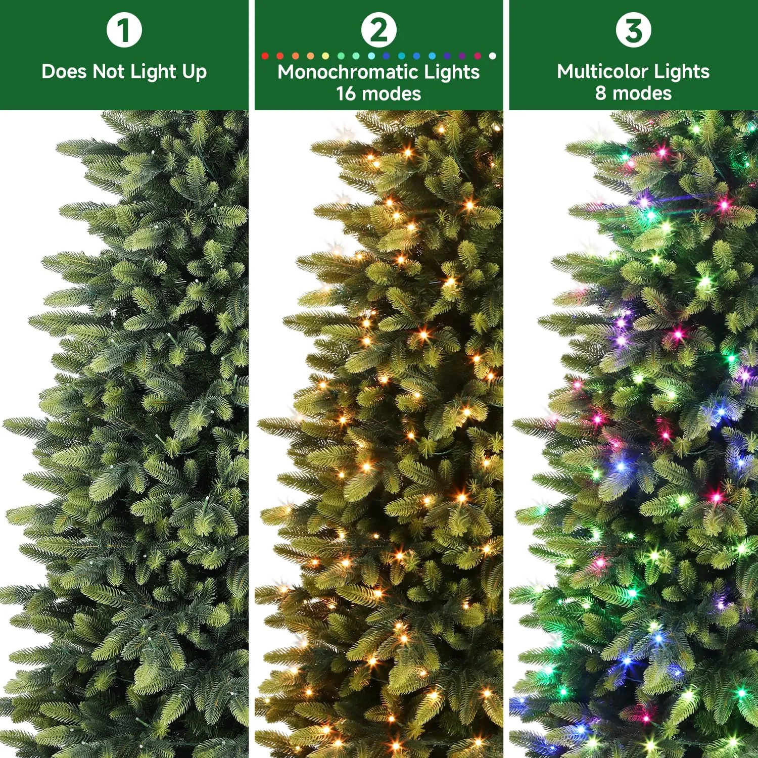 9ft Prelit Multi-Color RGB Lights Artificial Hinged Christmas Tree with Remote Control