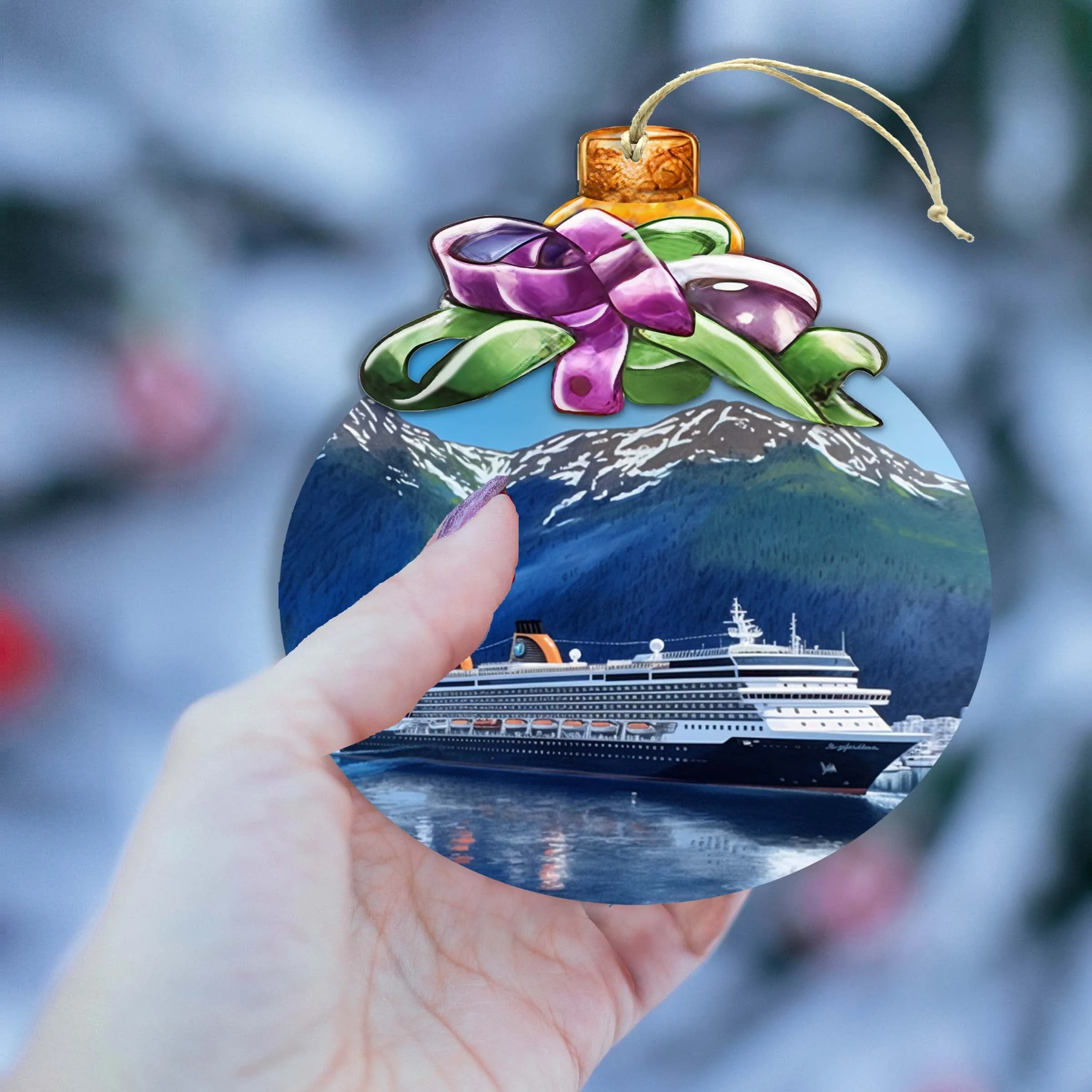 Alaskan Cruise Adventure Wooden Ornaments by G.Debrekht - Wildlife Holiday Décor - 870032