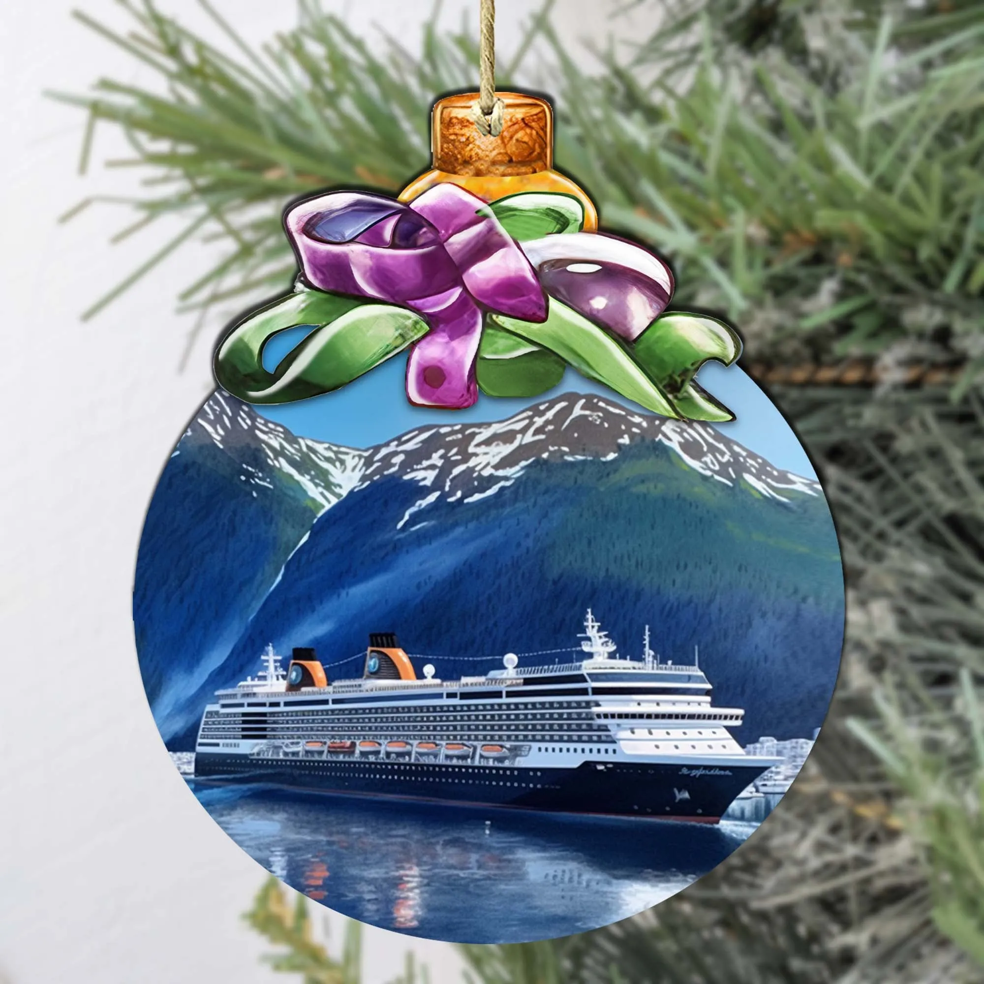 Alaskan Cruise Adventure Wooden Ornaments by G.Debrekht - Wildlife Holiday Décor - 870032
