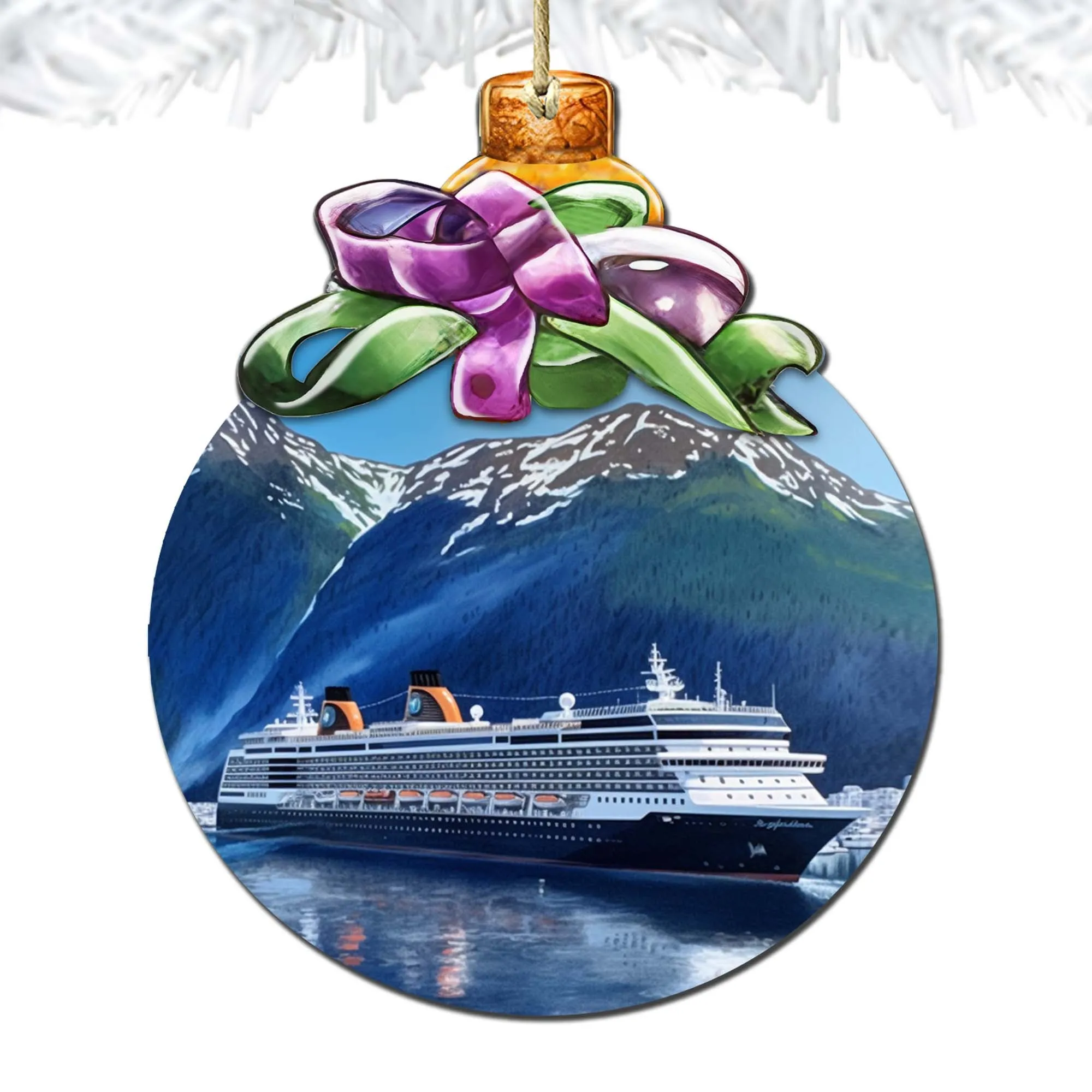 Alaskan Cruise Adventure Wooden Ornaments by G.Debrekht - Wildlife Holiday Décor - 870032