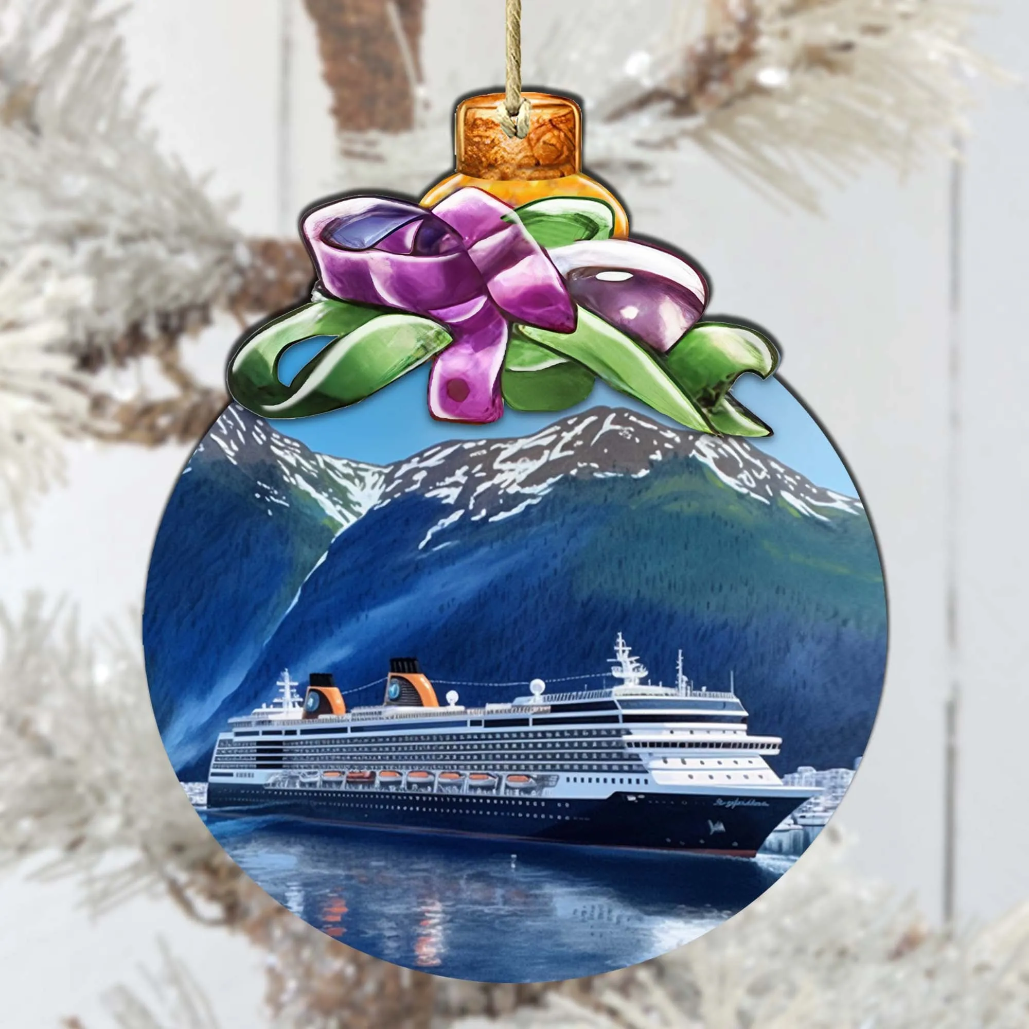 Alaskan Cruise Adventure Wooden Ornaments by G.Debrekht - Wildlife Holiday Décor - 870032