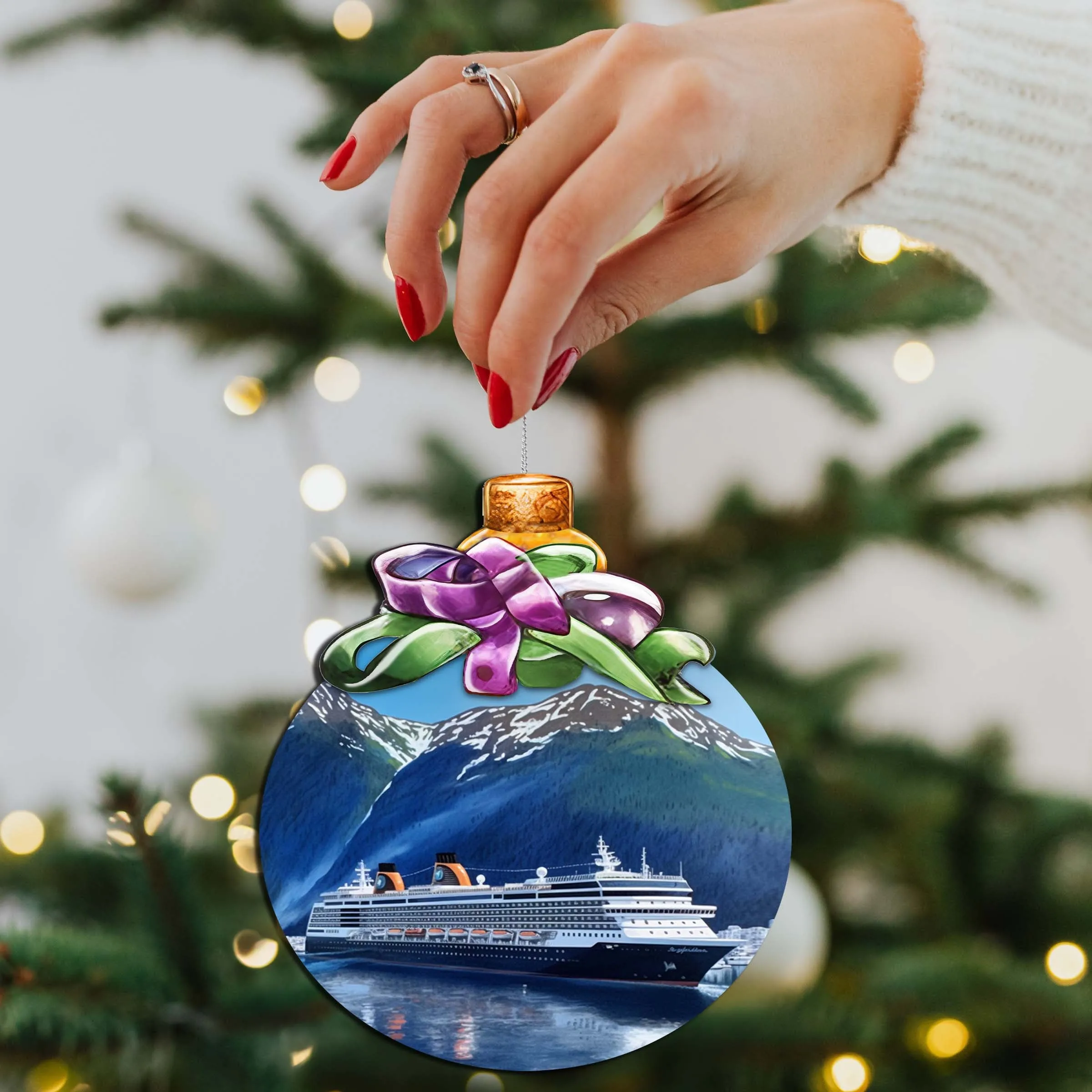 Alaskan Cruise Adventure Wooden Ornaments by G.Debrekht - Wildlife Holiday Décor - 870032