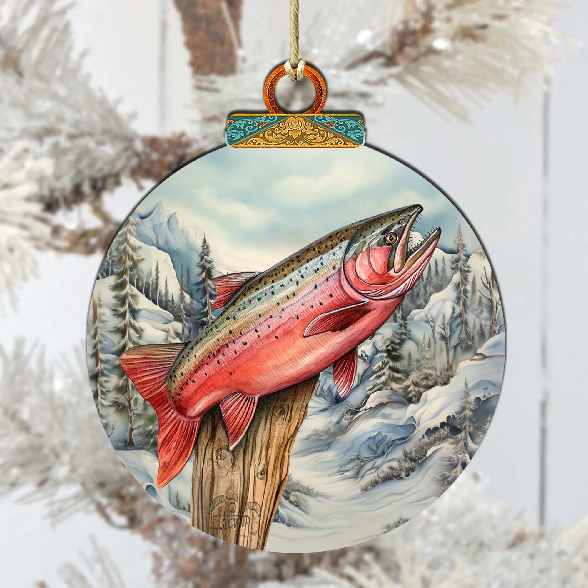 Alaskan Red Sockeye Wooden Ornaments by G.Debrekht - Wildlife Holiday Décor - 870047