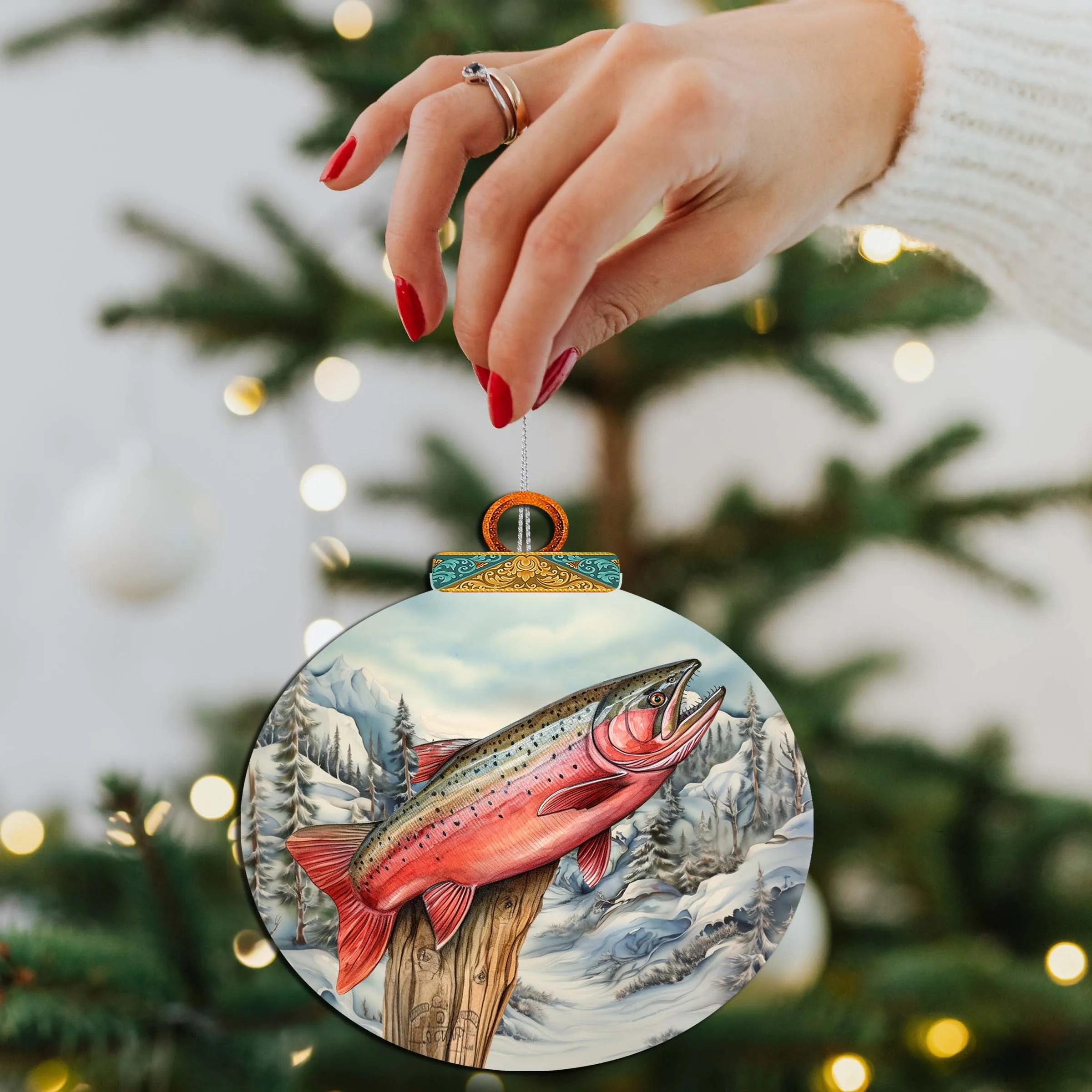 Alaskan Red Sockeye Wooden Ornaments by G.Debrekht - Wildlife Holiday Décor - 870047