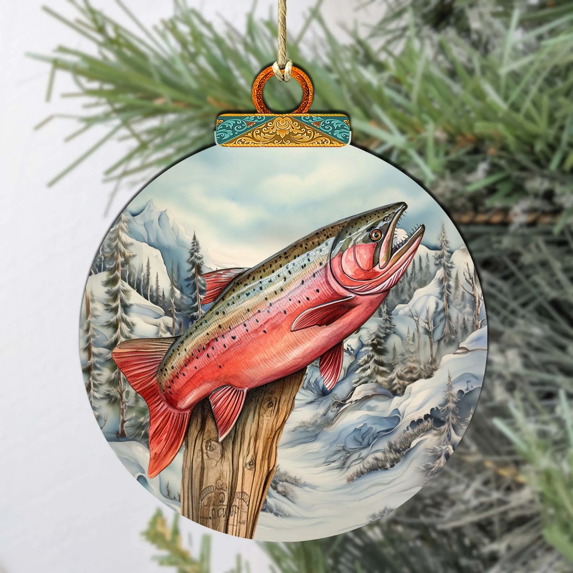 Alaskan Red Sockeye Wooden Ornaments by G.Debrekht - Wildlife Holiday Décor - 870047
