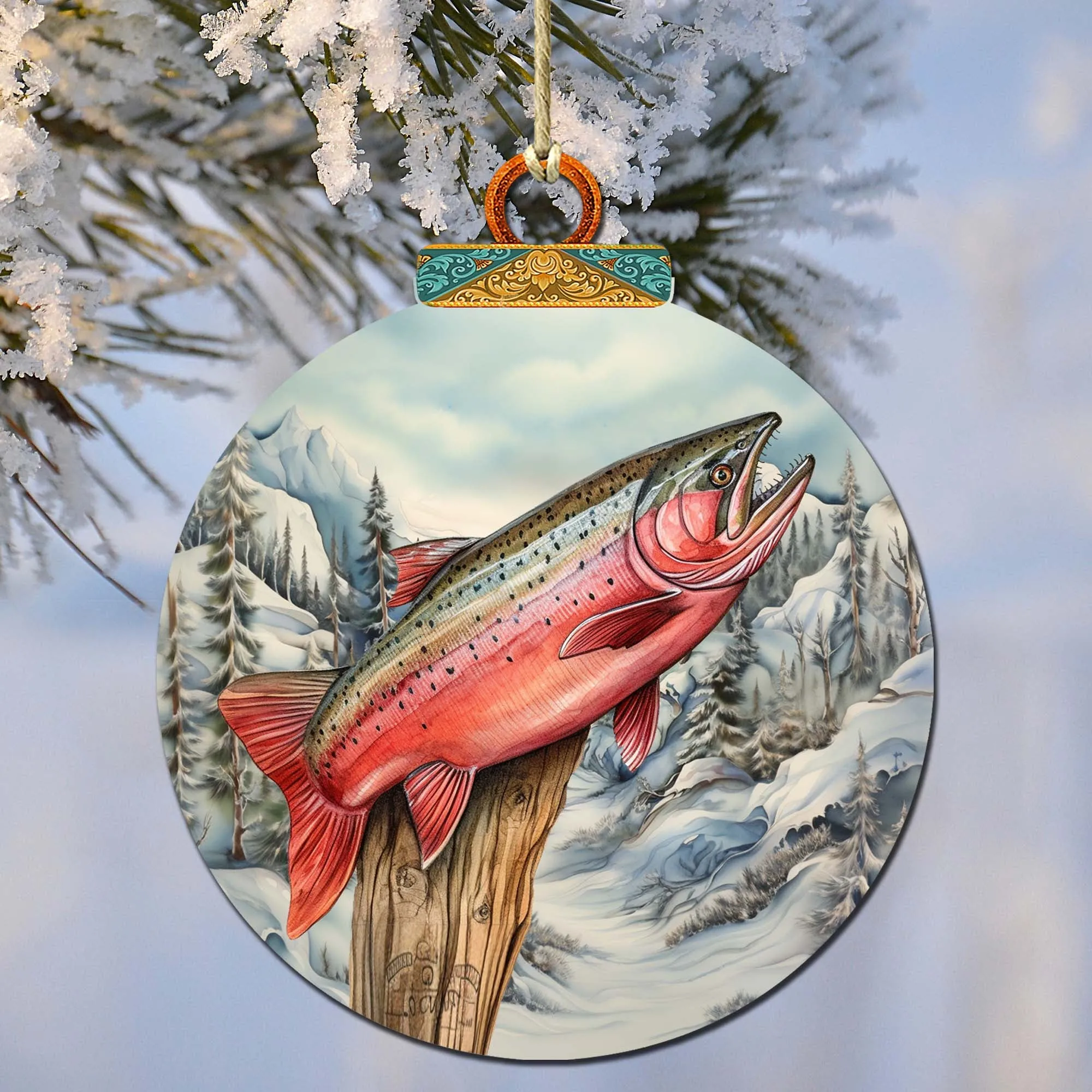 Alaskan Red Sockeye Wooden Ornaments by G.Debrekht - Wildlife Holiday Décor - 870047