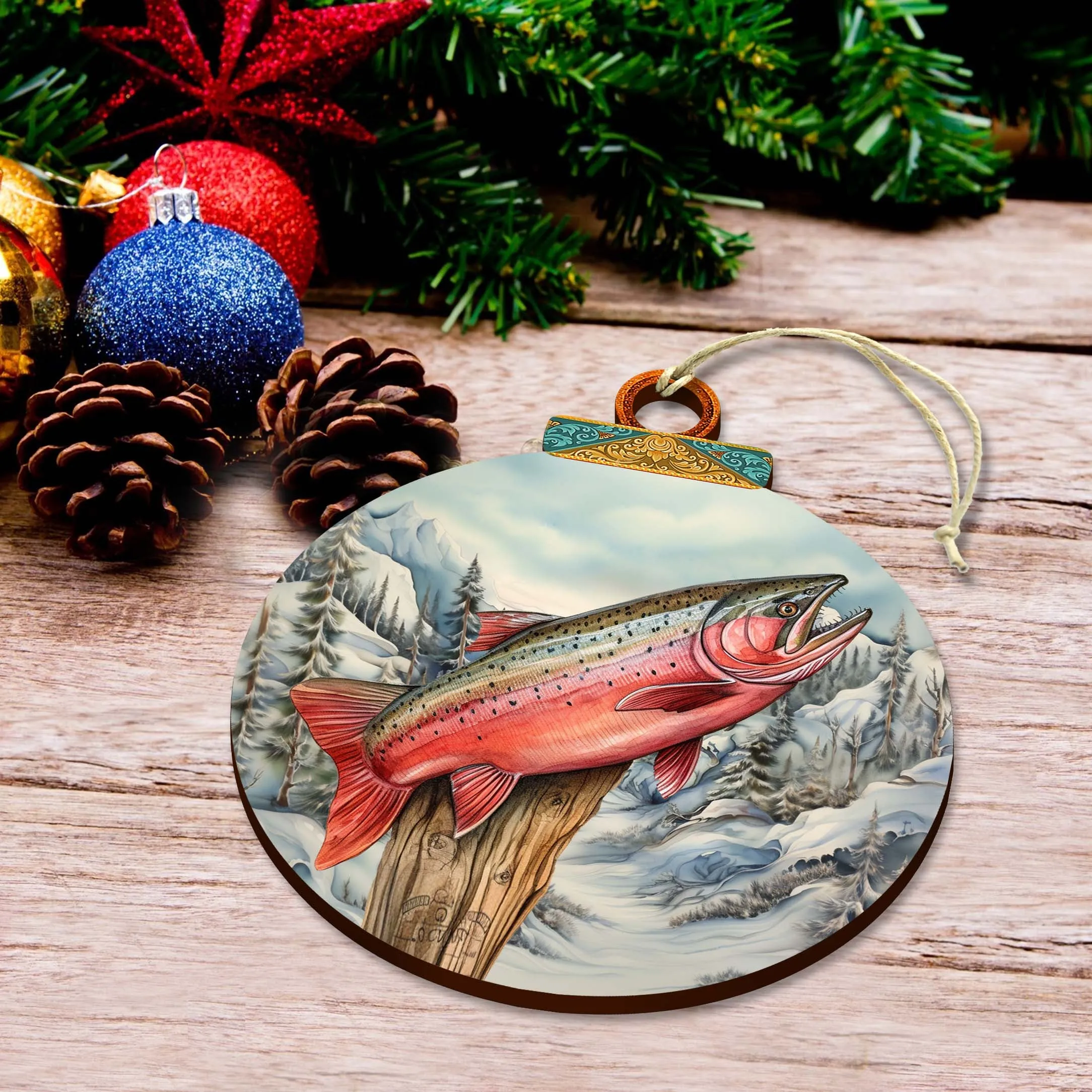 Alaskan Red Sockeye Wooden Ornaments by G.Debrekht - Wildlife Holiday Décor - 870047