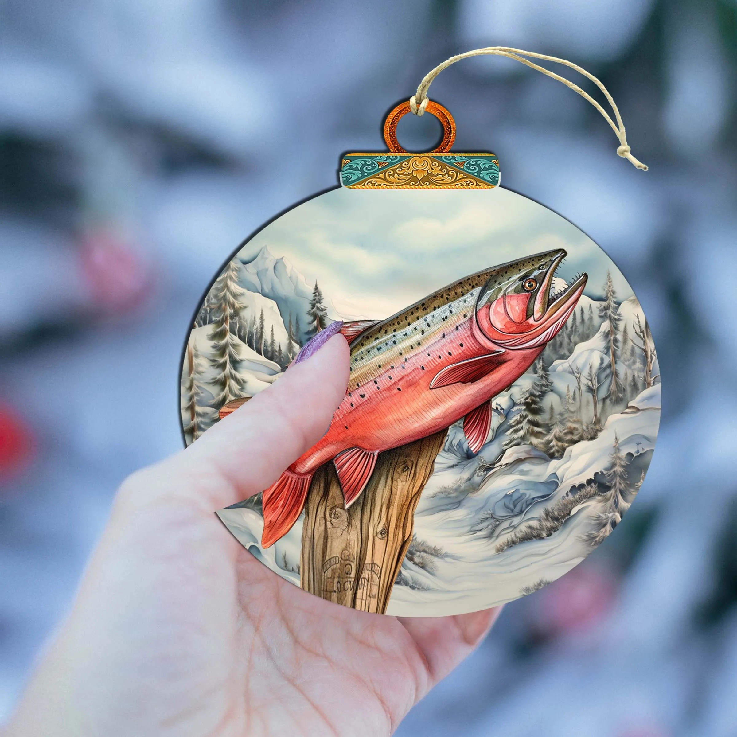 Alaskan Red Sockeye Wooden Ornaments by G.Debrekht - Wildlife Holiday Décor - 870047