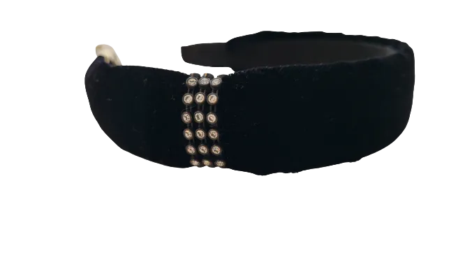 Anna Fashion Headband, Velvet with rhinestones 1" Wide