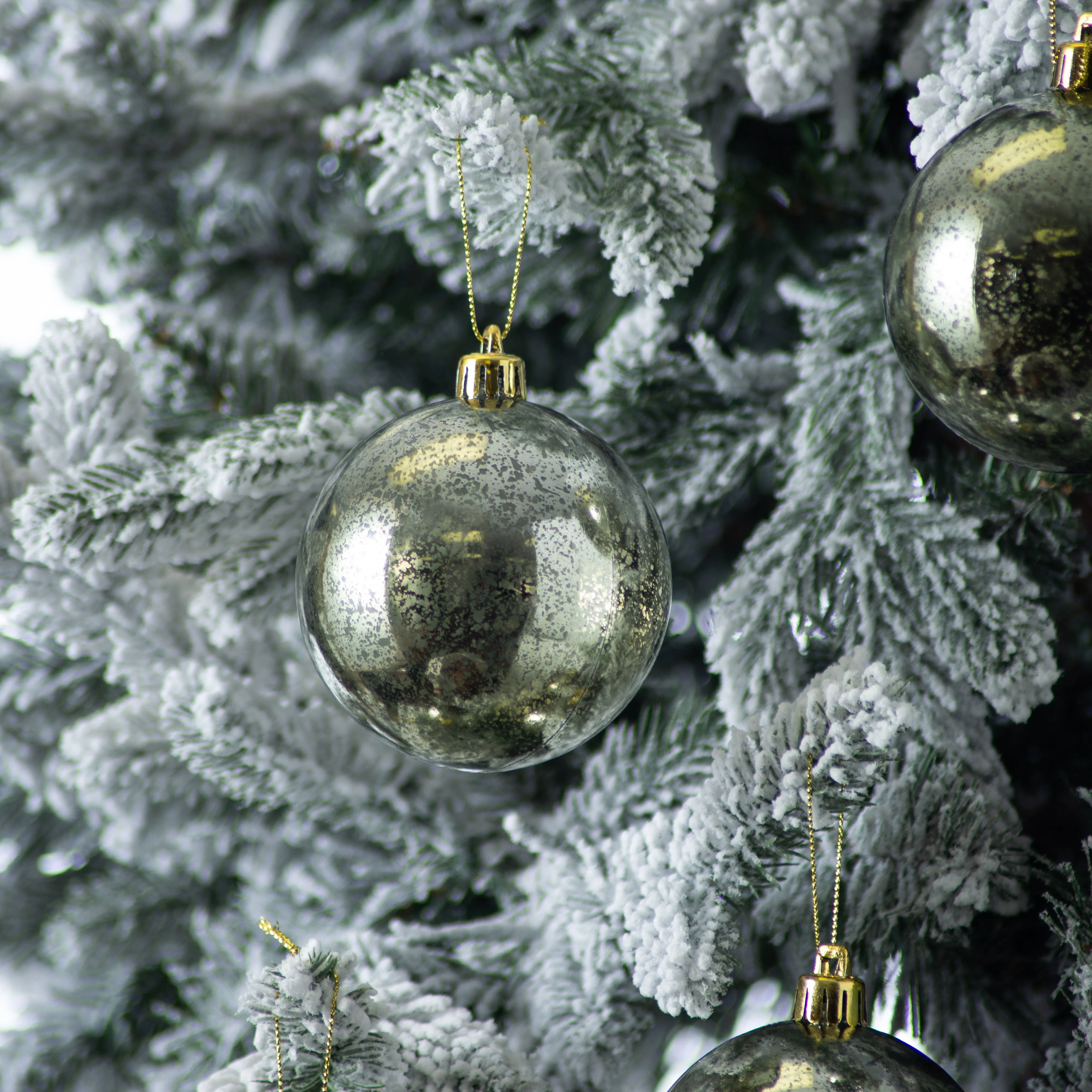 Antiqued Spruce Green Mercury Look Holiday Christmas Ball Ornament Set of 6