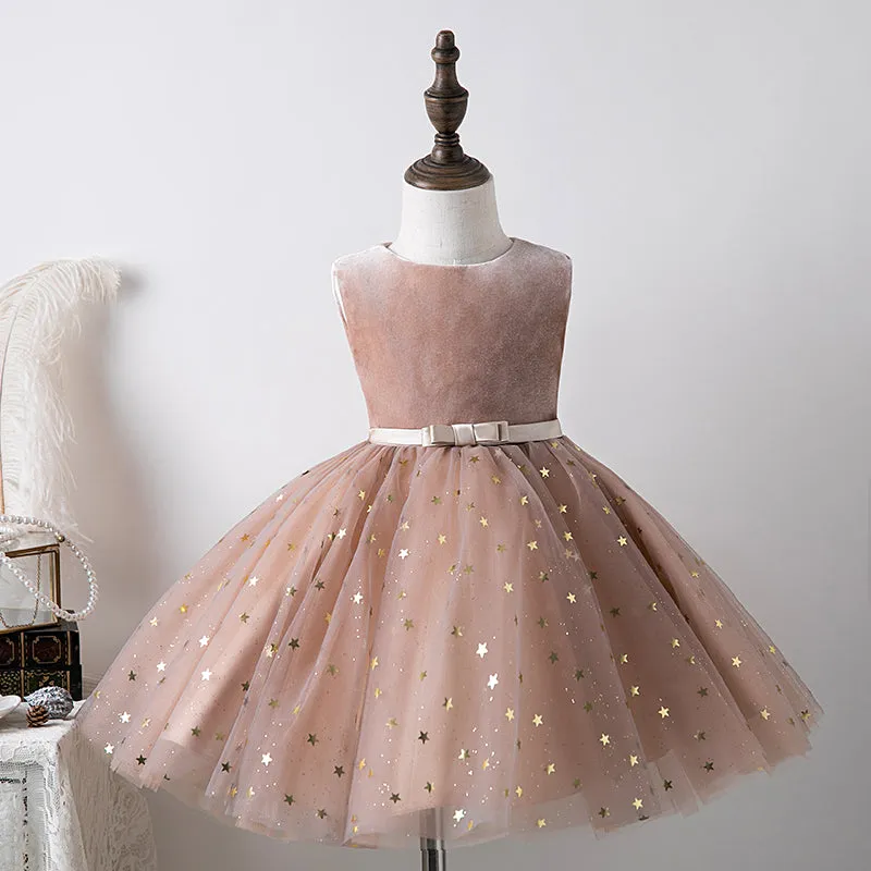 Baby Girl Princess Dress Sleeveless Black Puffy Sequined Birthday Party Dress