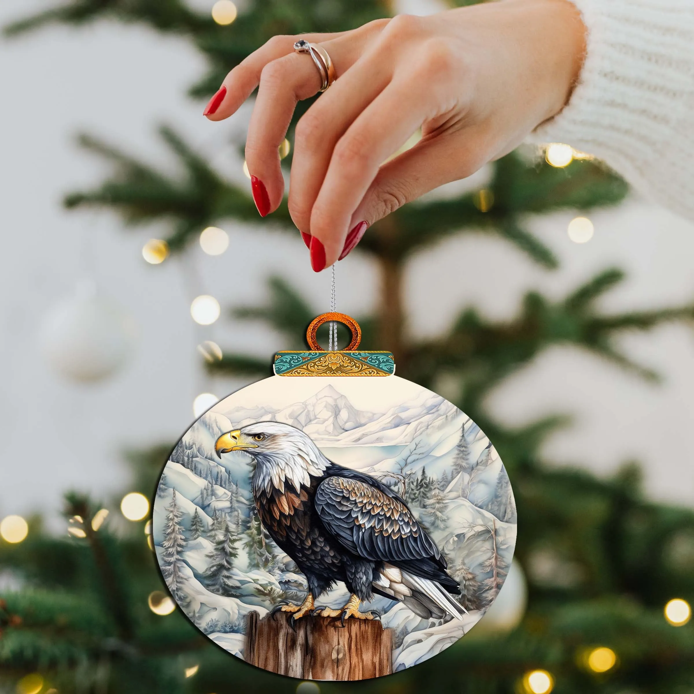 Bald Eagle Majesty Wooden Ornaments by G.Debrekht - Wildlife Holiday Décor - 870059