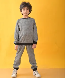 BLACK SPACE DYED SWEATSHIRT JOGGER SET - BLACK