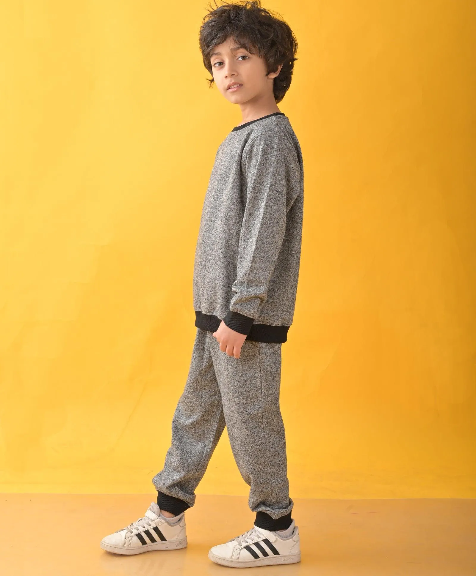 BLACK SPACE DYED SWEATSHIRT JOGGER SET - BLACK