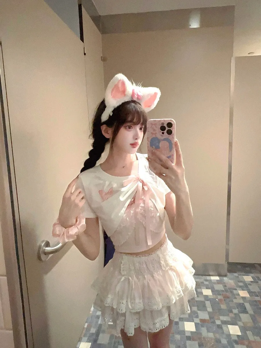 Bobon21 Lucky Butterfly Lace Suspenders