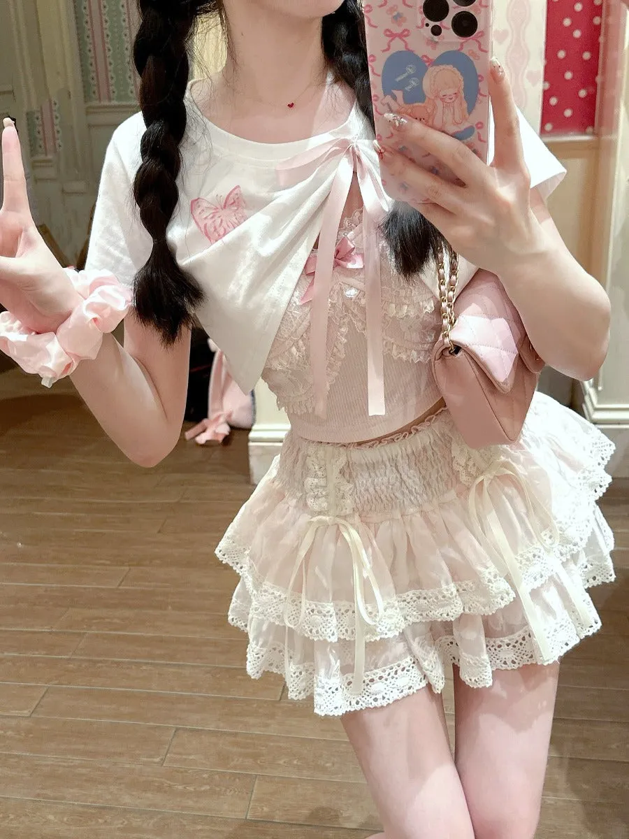 Bobon21 Lucky Butterfly Lace Suspenders