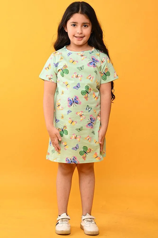 BUTTERFLY GREEN NIGHT DRESS - GREEN