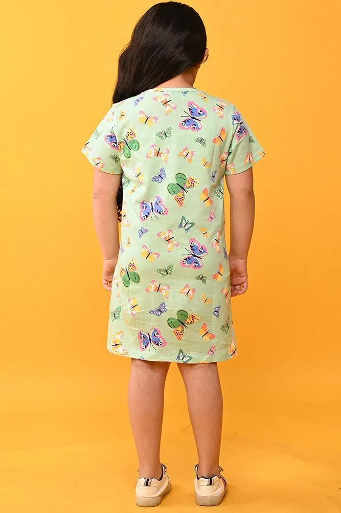 BUTTERFLY GREEN NIGHT DRESS - GREEN