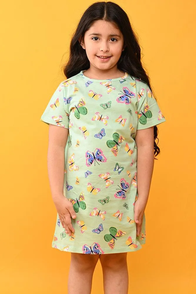 BUTTERFLY GREEN NIGHT DRESS - GREEN