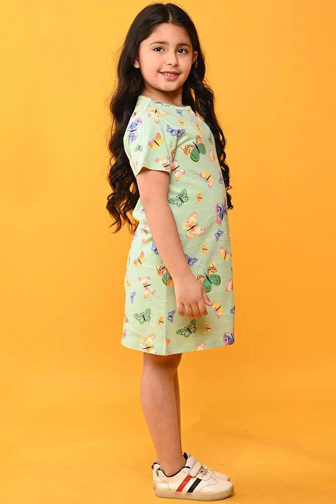 BUTTERFLY GREEN NIGHT DRESS - GREEN