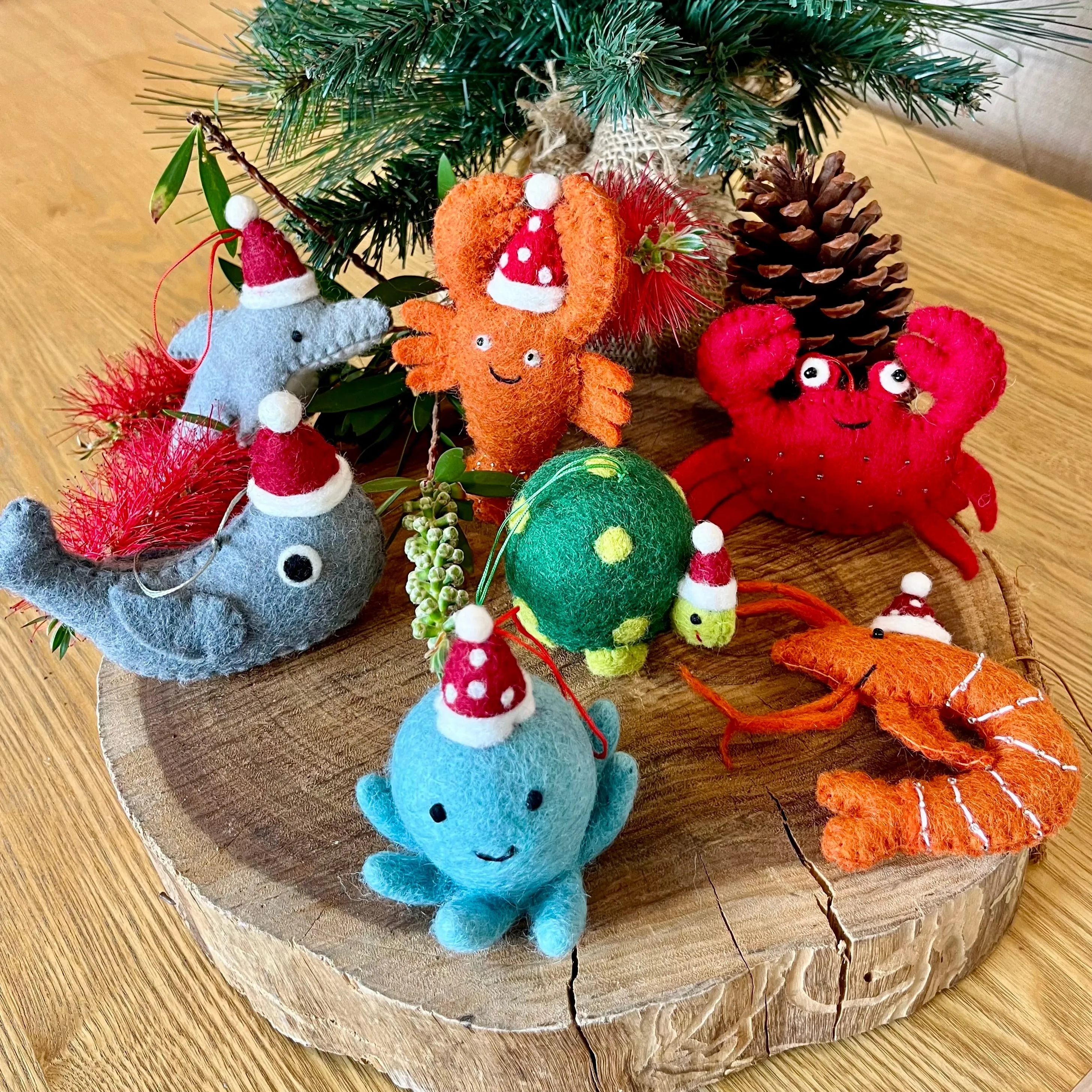 Christmas prawns and lobster decorations