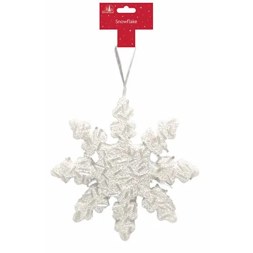 Christmas Tree Decoration - Hanging Snowflake Festive Holiday Ornament Sparkly Winter Decor