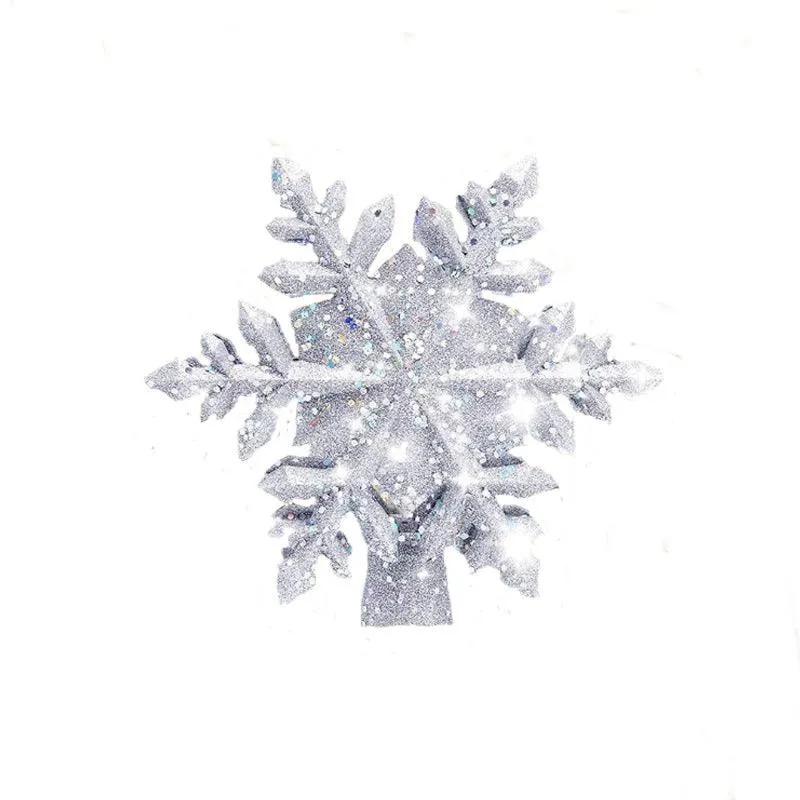Christmas Tree Topper Star Lighted 3D Glitter Silver Snow Tree Toppers
