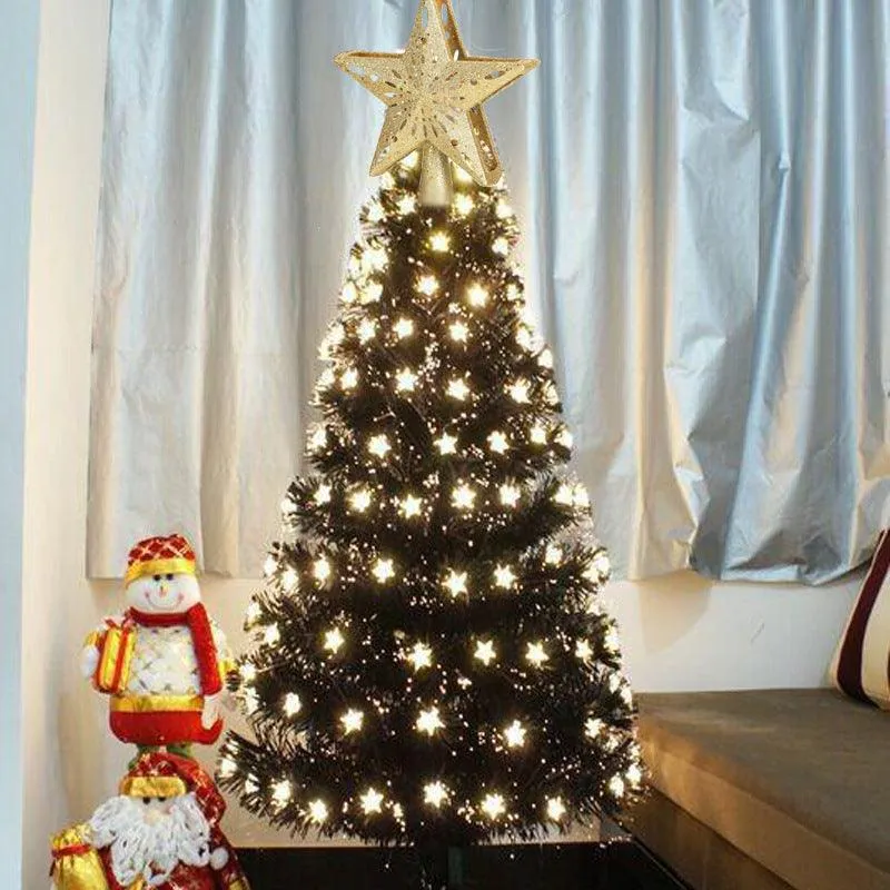 Christmas Tree Topper Star Lighted 3D Glitter Silver Snow Tree Toppers
