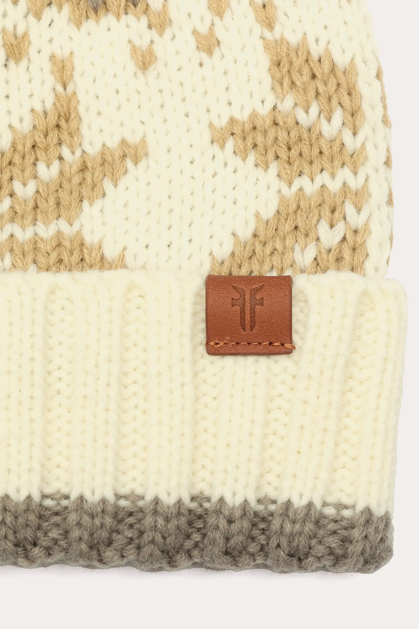 Fair Isle Beanie With Cuff & Faux Fur Pom