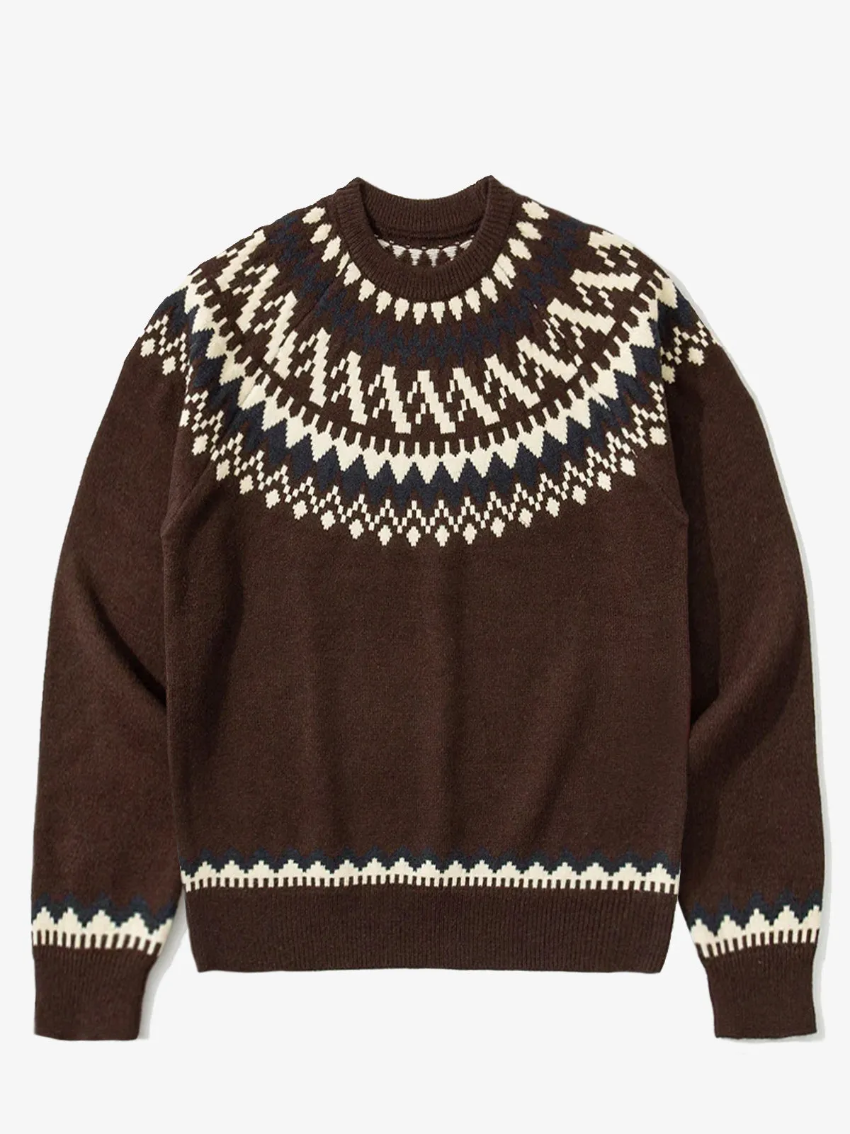 Fair Isle Pattern Crew Neck Knitted Sweater