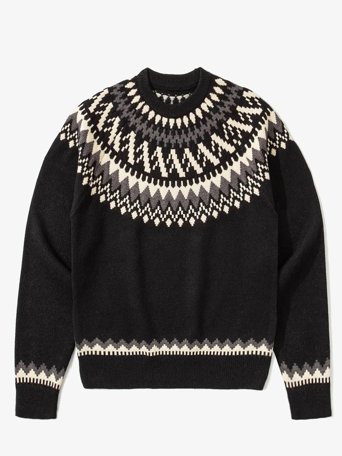 Fair Isle Pattern Crew Neck Knitted Sweater