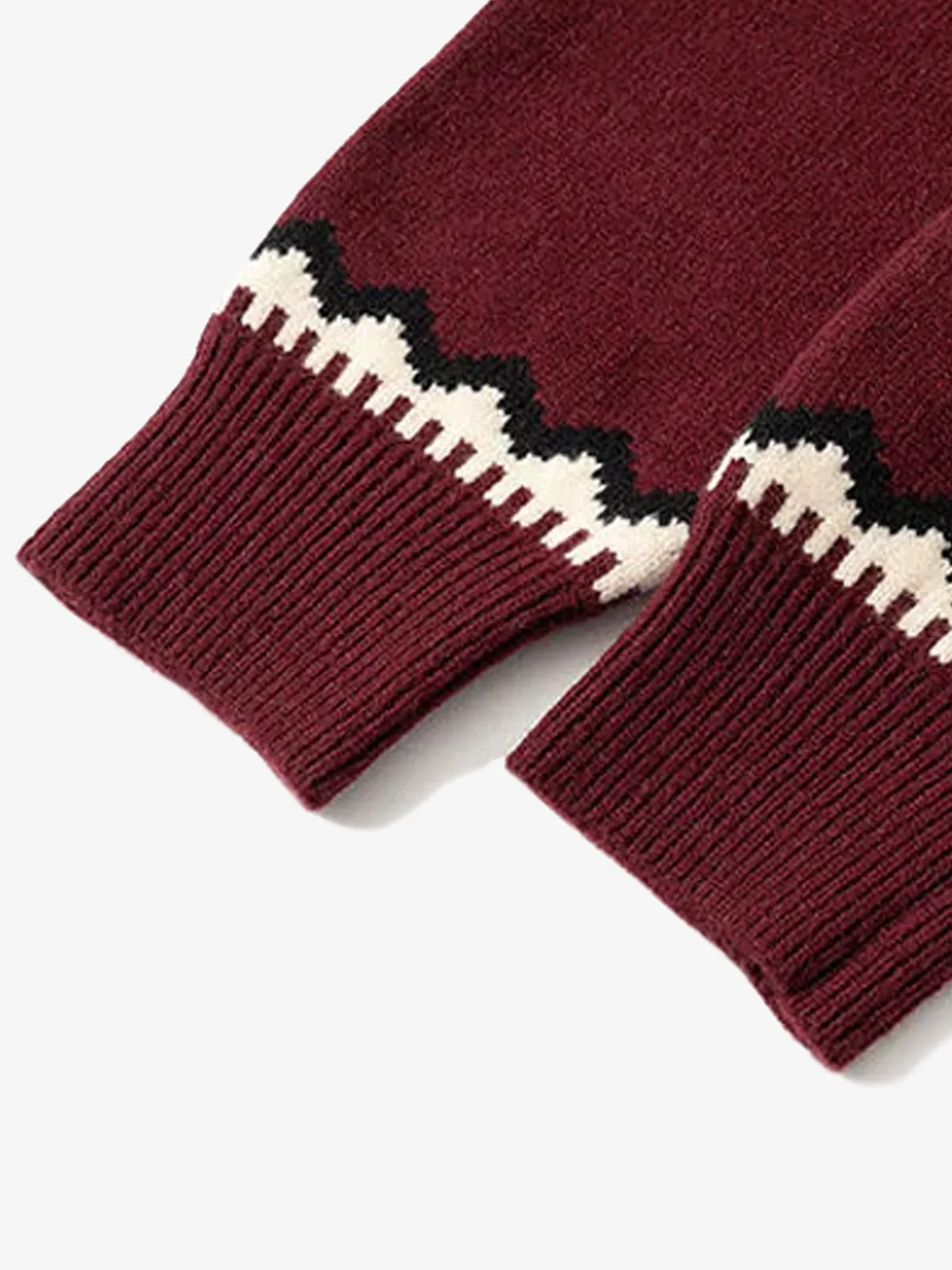 Fair Isle Pattern Crew Neck Knitted Sweater