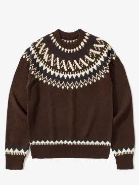 Fair Isle Pattern Crew Neck Knitted Sweater